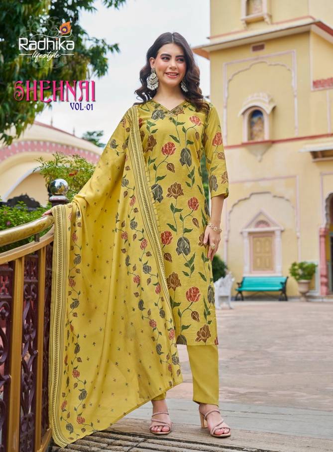 Shehnai Vol 1 By Radhika Handwork Designer Kurti With Bottom Dupatta Wholesale Price In Surat
